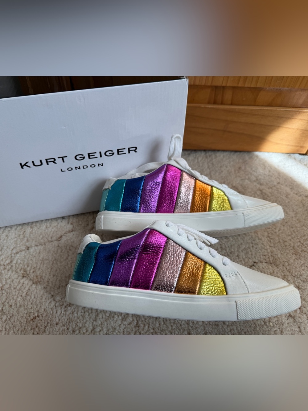 Kurt Geiger/London Kids Rainbow Metallic Leather Sneakers 3